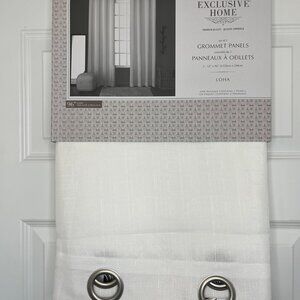2 Exclusive Home Grommet Top Curtain Panel Pair LOHA Winter White 54" x 96" Each